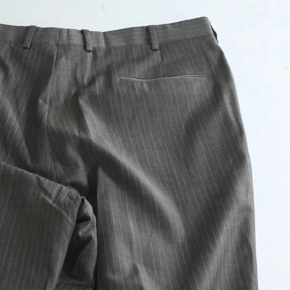 Jos A Bank 44L 36x32 Brown Stripe 100% Wool Mens Jacket Pants Suit